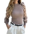 thumbnail image 3 of Women Puff Sleeve Tops Pullover Sweater Blouse Loose Jumper Ribbed Shirt, 3 of 5