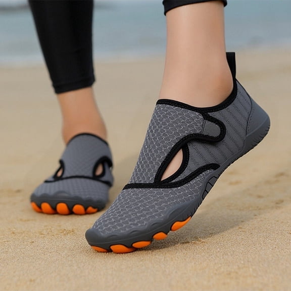 AUDeals Water Shoes for Women Men, Quick Dry Beach Swim Shoes, Lightweight Barefoot Aqua Shoes for Pool (Grey, 7.5)
