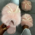 thumbnail image 6 of Lovskoo 2024 Women's Slippers Slippers Fall And Winter Bow Knot Household Shoes Baotou Cotton Slippers Wear Half Shoes Pink, 6 of 9