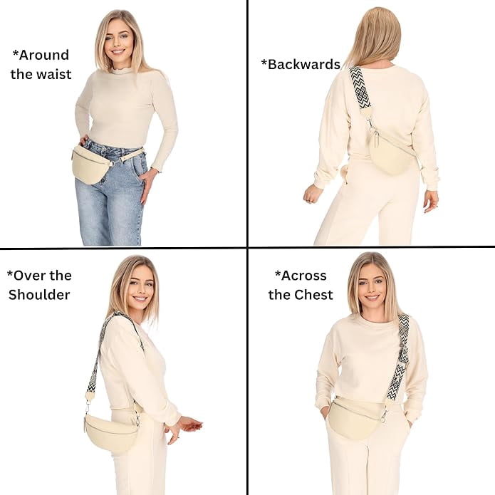 Leather Waist Belt Bag with 2 Detachable Straps, Stylish Unisex Crossbody Hip Pack for Travel, Italien Handcrafted Fanny Pack in 8 Colors