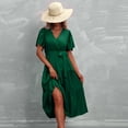 thumbnail image 1 of Gspmoly Robe d'Été, Robe Décontractée pour Femme avec Poches, Robe d'Été à Imprimé Floral, Robe Courte à Col en V, Robes Formelles pour Femmes, Offres Prime, 1 of 5
