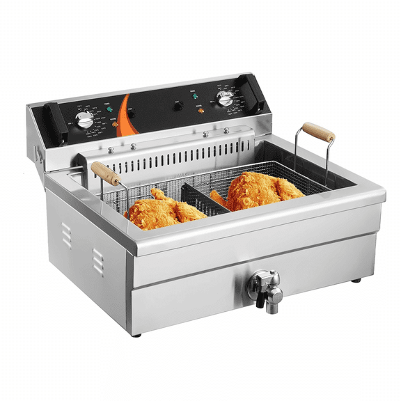 Commercial Deep Fryer 30.6Qt Electric Fryer, 3000W Stainless Steel Turkey Fryer with Basket, Temp Control, Large Capacity for Restaurant Kitchen