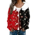 thumbnail image 4 of Women's Fashion Casual Sweater Zipper Cardigan, Christmas Snowflake Print Plush Hooded Jacket for Holiday Parties and Cozy Winter Wear,Black,L, 4 of 6