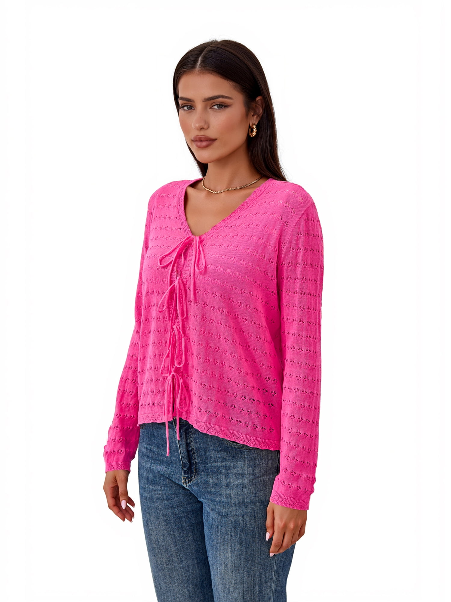 PRETTYGARDEN Women's Long Sleeve Tie Cardigan Sweater, Sizes S-XXL