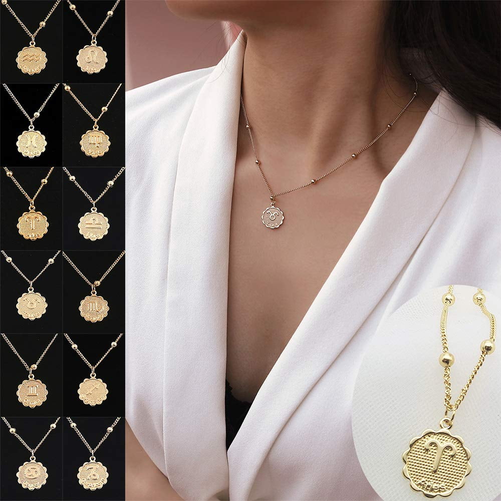 Zodiac Sign Necklace with Medallion 