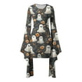 thumbnail image 3 of Womens Halloween Costumes Ghost Printed Bodycon Mini Dress Batwing Sleeve Crew Neck Masquerade Dresses Scream Costume, 3 of 4