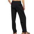 thumbnail image 4 of Ernkv Straight Leg Pants for Men Solid Color Soft Pockets Relaxed Fashion Fall Spring Trousers Comfy Lounge Casual Elastic Waist Full Length Pants Black XXL, 4 of 9