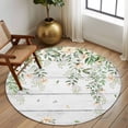 thumbnail image 3 of Round Area Rug 8 Ft, Watercolor Floral Washable Non-Slip Circle Carpet for Living Room/Bedroom, Spring Flowers Leaves Botanical Wood Grain Collection Low-Profile Large Area Rugs for Indoor, 3 of 7