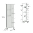 thumbnail image 7 of Linen Bathroom Cabinet 63" H, White - Tall Storage Tower with 7 Shelves & 1 Drawer - Freestanding Bathroom Organizer for Towels & Essentials, 7 of 7