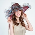 thumbnail image 4 of Sonducket Sombrero de sol elegante para mujer con ala ancha eventos de verano sombrero de mujer de lujo ceremonia de boda sombreros para Iglesia Accesorio para el cabello marrón, 4 of 6