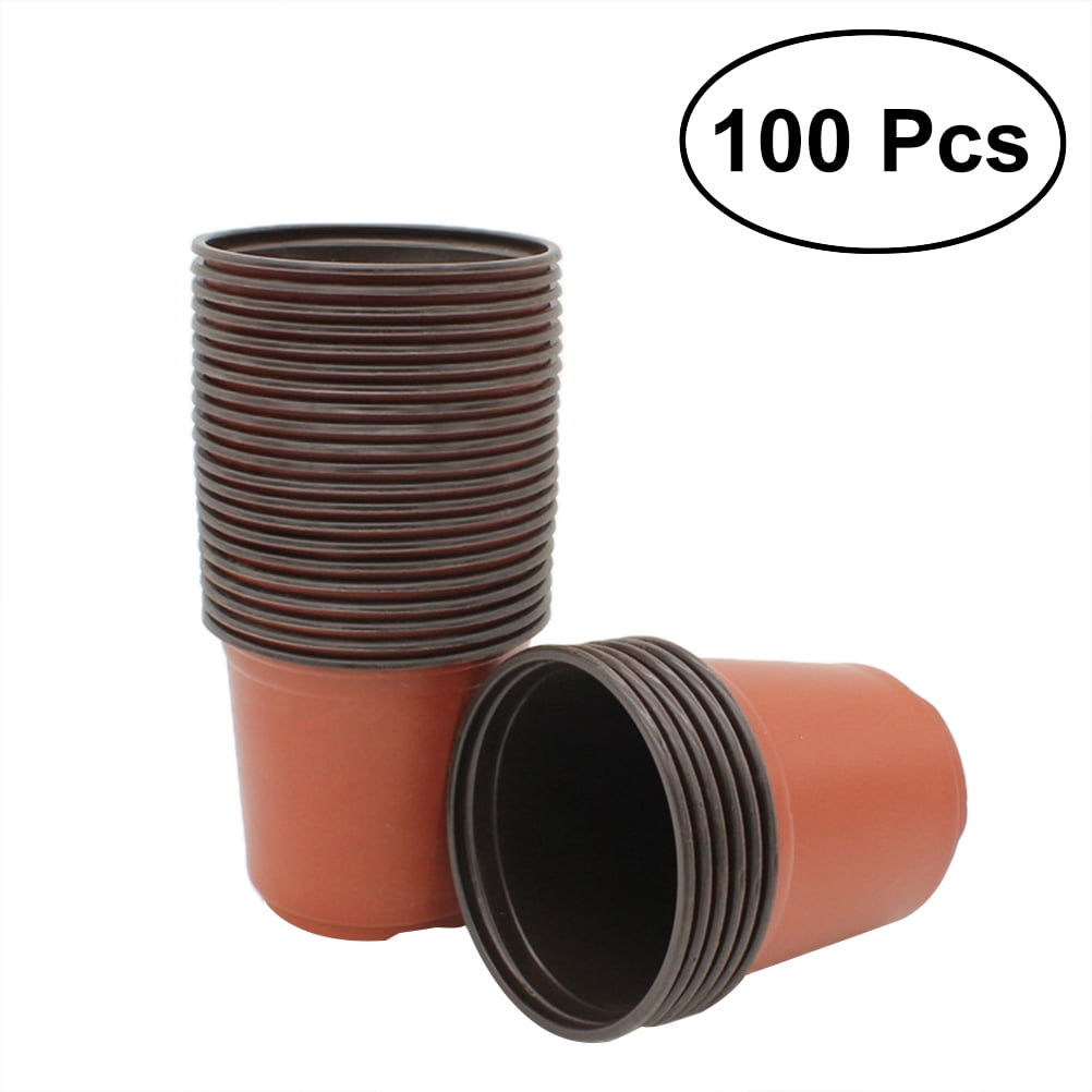 100 Pcs Plastic Nursery Pot Seedlings Flower Planter Container For Garden Plant 