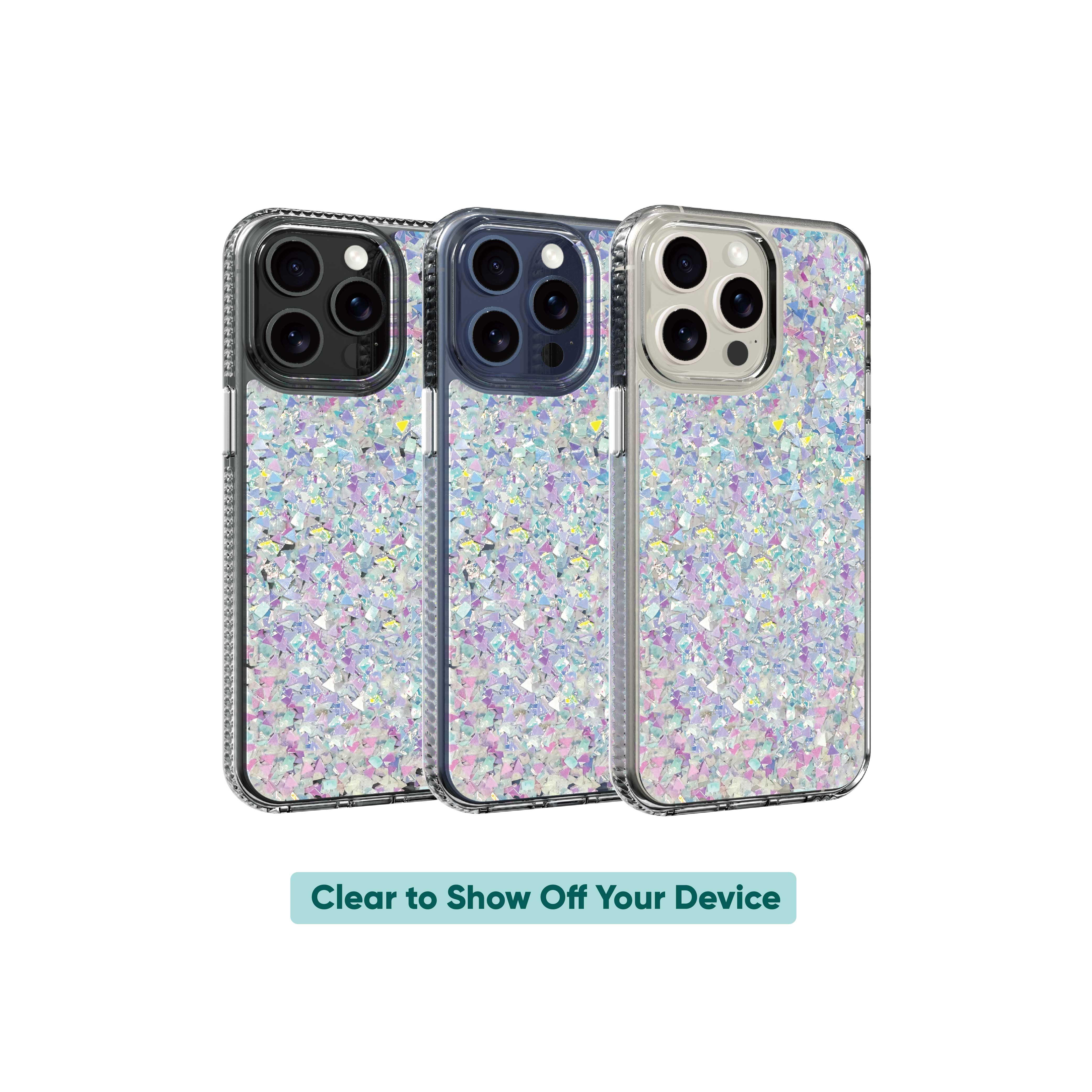 onn. Phone Case for iPhone 15 Pro Max - Iridescent Glitter Fleck
