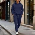 thumbnail image 2 of Dwelliawo Sweat Suits for Men 2 Piece Hoodie and Sweatpants Heavyweight Solid Color Fleece Pullover Hoodies Jogging Sport Pant Set Casual Winter Suits with Pockets Navy 3XL, 2 of 6