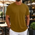 thumbnail image 2 of Men's Shirts Short Sleeve T-Shirt Crew Neck Light Tees Classic Basic Casual Tops Plain Soft Shirt Brown S, 2 of 7