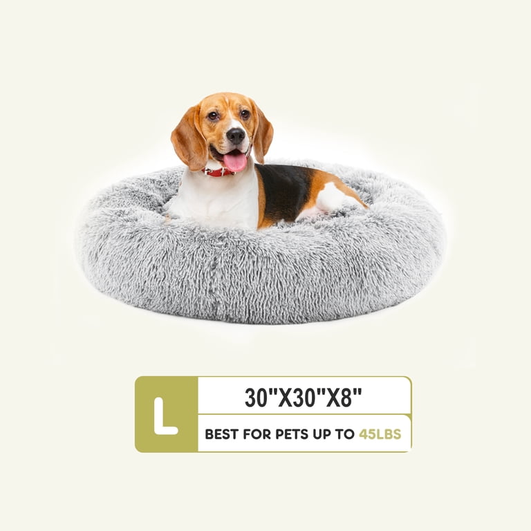 Concetta 30" Fluffy Donut Dog Bed, Gray, Medium/Large photo 2