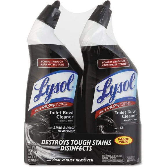 Lysol 89957PK Disinfectant Toilet Bowl Cleaner w/Lime/Rust Remover Wintergreen 24oz 2/Pack