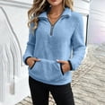 thumbnail image 2 of KICILVS Womens Fleece Half Zip Pullover with Front Kangaroo Pocket Cozy Warm Winter Casual Daily Loungewear Tops, 2 of 7