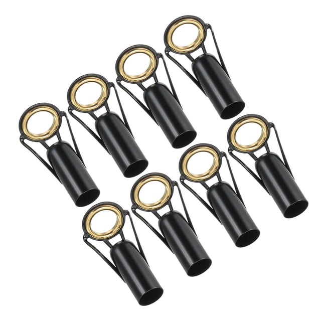 Unique Bargains 10mm Stainless Steel Fishing Rod Tip Repair Kit Pole Ring Guide Replacement, Golden 8 Pack