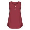 thumbnail image 4 of Duoif Débardeurs pour Femmes, Camisole d'Été pour Femmes Grande Taille Coupe Ample Col Rond à Boutons devant Haut Décontracté Hauts pour Femmes Rouge XXXXXL, 4 of 5