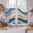 thumbnail image 2 of Blue Beige Ombre Kitchen Curtains, Aesthetics Modern Abstract Geometric Light Filtering Window Curtain Panels, 2Pcs Rod Pocket Window Treatments Set for RV Dining Room Study Room 42x45 Inches, 2 of 9