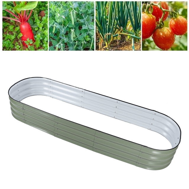 Raised Garden Bed Kit, Open Bottom, Easy to Install, Metal Raised Planter Box with Installation Parts, Garden Planter Box Kit for Gardening Vegetables Fruits and Flowers
