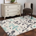 thumbnail image 3 of Aqua Grey Botanical Area Rugs 2.7'x5', Small Throw Rugs for Kitchen Bedroom, Rustic Country Spring Floral Summer Leafv Indoor Outdoor Rug Non-Slip Low Pile Carpet Runner Reversible Floor Mats, 3 of 8