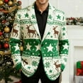 thumbnail image 5 of Miluxas Christmas Blazer Men Corduroy Xmas Print Holiday Party Jacket One Button Casual Business Sport Coat with Pockets Green-1, 5 of 7