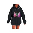 thumbnail image 2 of Zynoxe Hooded Sweatshirt Women with Kangaroo Pocket Drawstring Pullover Hoodie Realxed Long Sleeve Print Sweatshirts Fashionable Christmas Sweatshirts for Women #A Black S, 2 of 6