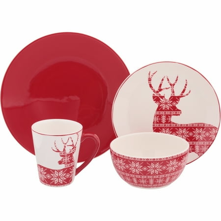 Mainstays™ Ironstone Deer Dinnerware Set Variety Pack 16 pc Box ... Mainstays™ Ironstone Deer Dinnerware Set Variety Pack 16 pc Box ...