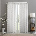 thumbnail image 2 of Madison Park - Irina Diamond Sheer Window Curtain - White/Grey - 50(W)" X 84(L)" Panel - Single Unit - Embroidered Pattern - With Rod Pocket Top, 2 of 4