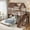 Antique Natural + Twin, variant on Twin over Full House Bunk Bed, Playhouse Design with Ladders, Slides, Storage Shelves and Wardrobe,Antique Natural