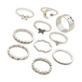 thumbnail image 1 of -Style Bagua Leaf Ring and Flower Chain Joint Ring Set - Unique Fashionable Accessories for, 1 of 8