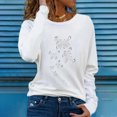 thumbnail image 2 of Blusa de Manga Larga Con Estampado de Diamantes de Imitación Informal de Moda Para Mujer Blusas Con Cuello Redondo Blusas Camisas Odeerbi ODB180582, 2 of 7