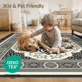 thumbnail image 4 of ODIKA 8'x10' Washable Area Rug Foyer Ornamental Boho Delicate Repeating Bands Entryway Beige for Dining Room, Large Office, Lounge, Non-Slip Chair-Friendly Mat, 4 of 7