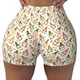 thumbnail image 2 of Daiia Autumn Gnomes Holding Mushroom Pattern Women's Workout Shorts Biker Shorts - High Waisted Workout Spandex Tummy Control Gym Running Yoga Shorts-XX-Large, 2 of 8