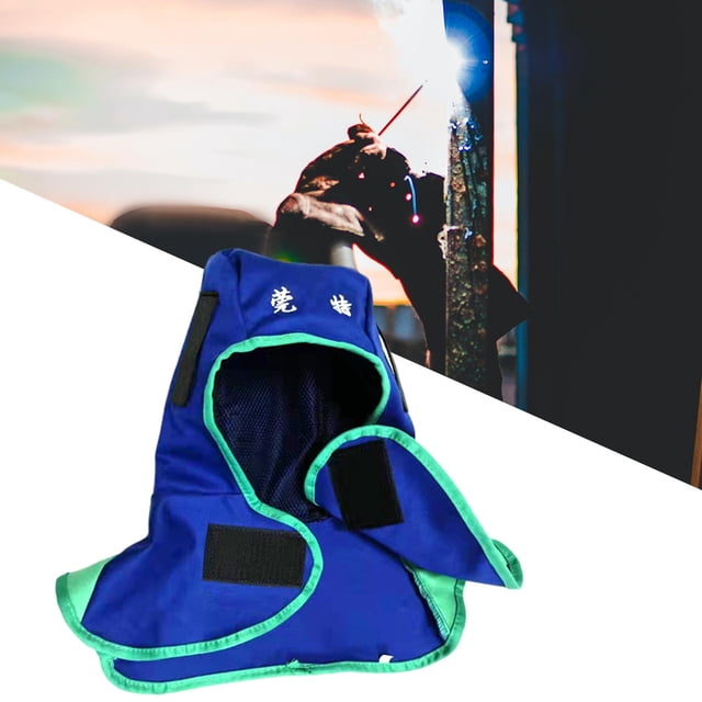 Capucha de sombrero de soldadura transpirable, lavable ajustable, casco de soldadura de malla interna para soldador Protección facial , azul L L azul shamjiam Capucha de soldadura transpirable