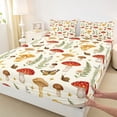thumbnail image 4 of Homewish Cream Boho Mushrooms Queen Sheets,Butterfly Plant Queen Sheet Sets,4 Pieces,1 Flat Sheet, 1 Fitted Sheet and 2 Pillowcases, 4 of 6