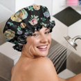 thumbnail image 5 of Shower Caps,Pioneer Flower Floral Print Pattern Waterproof Shower Cap for Women 4 Pieces,Double Reusable Hair Cover for Shower PEVA Elastic Stretch Hem, 5 of 7