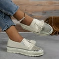 thumbnail image 6 of GHSOHS Womens Shoes Silver Shoes Large Size Footwear Casual Shoes for Women Sneakers Fashion Solid Leathe Rhinestone Tassel Decoration Thick Sole Casual Single Shoes Slippers Size 41, 6 of 8