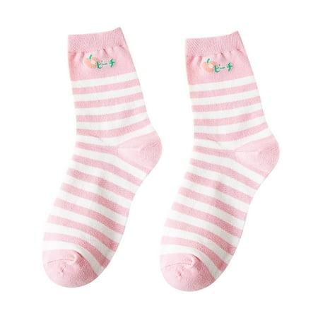

Yinguo Womens To Keep Warm Sock Strawberry Printing Lightweight Cotton Socks