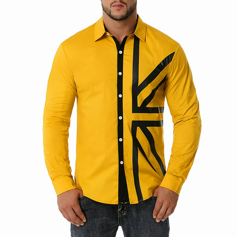 Men's Shirt Western Shirt Cowboy Turndown Black Yellow Navy Blue