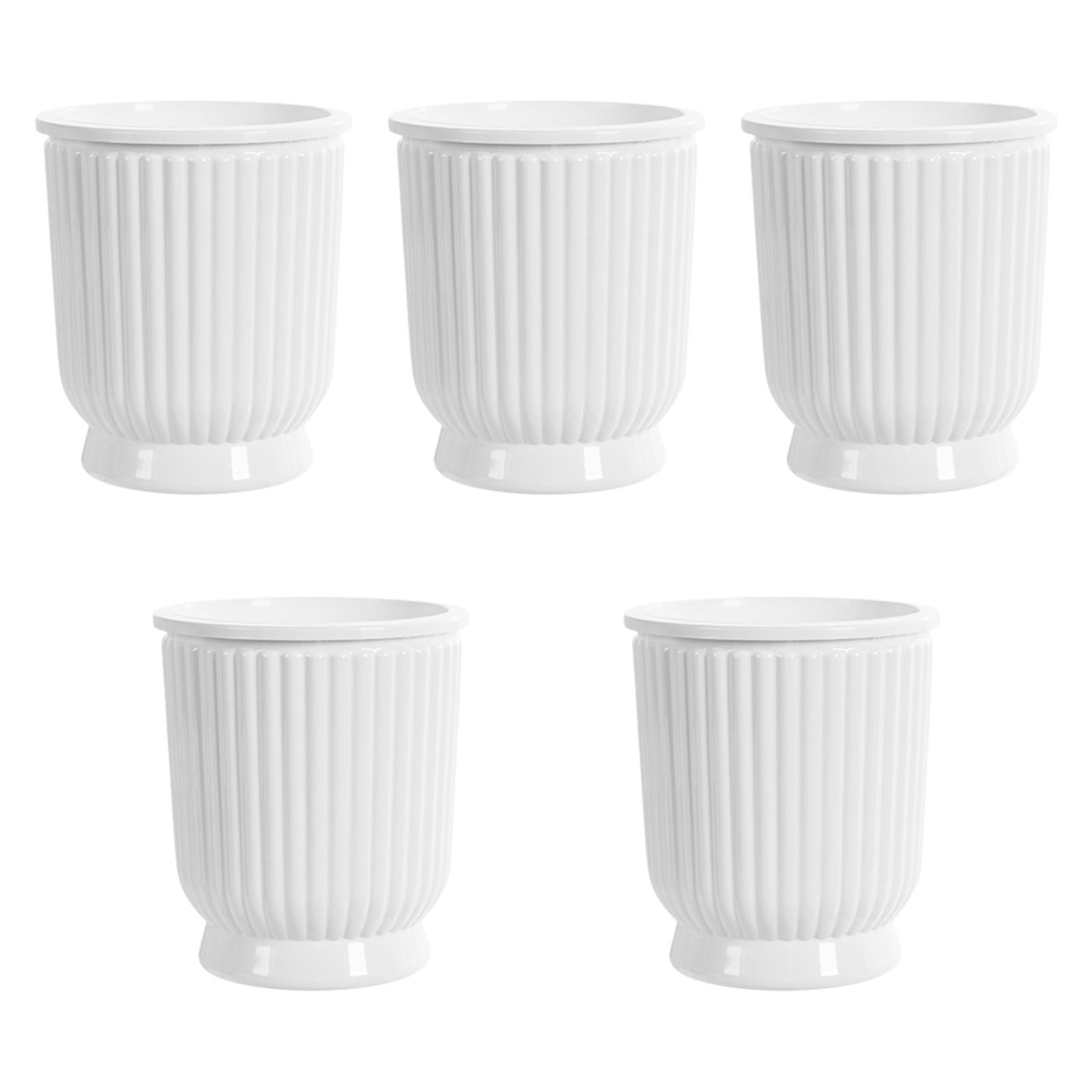 figatia 5 Pieces Self Watering Plant Pots Flower Pots Modern Home Decor Gardening Planters Indoor Outdoor Plants for Restaurant Patio White 12x14.5cm