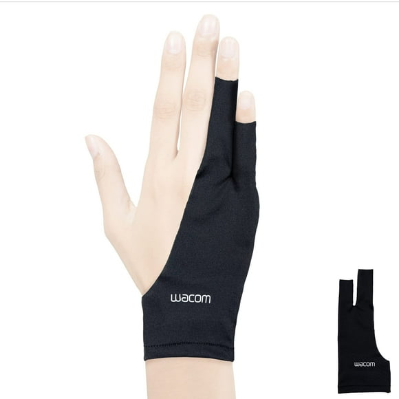 Guante de dibujo Wacom Two-Finger para tableta de dibujo, color negro