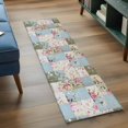 thumbnail image 3 of 2'x6' Rug Runners for Hallways Kitchen, Vintage Botanical Non Slip Entryway Beside Floor Carpet Runner, Blue Green Pink Floral Retro Washable Laundry Room Bedroom Throw Rugs Mat for Family Pet, 3 of 8