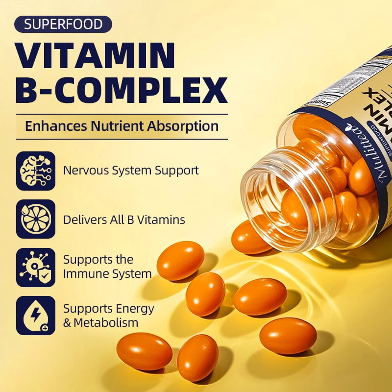 Vitamin B Complex Capsule with Vitamin C & Folic Acid, B Complex Vitamins for Women and Men,120 CT(2 Pack)
