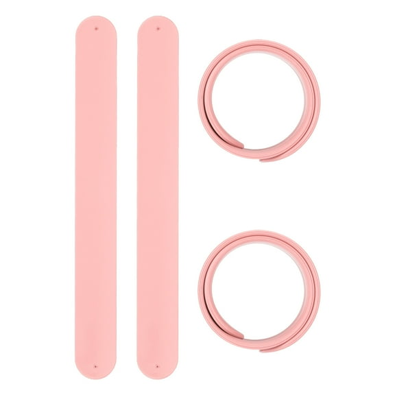 Slap Bracelets 8.5" x 1", 4 Pcs Silicone Slap Bracelet Bulk Blank Snap Band Soft Wristband for Party Favor DIY Gifts Classroom Birthday Crafts, Pink