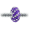 thumbnail image 2 of Bling Jewelry Womens Solid Stripe Pave Crystal Bead Charm for European Bracelet Sterling Silver Core, 2 of 4