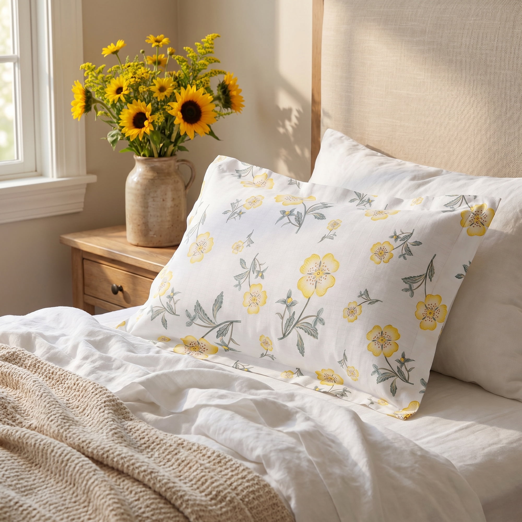 Unique Bargains 2Pcs Cotton Smooth Cooling Pillow Covers Queen Color B