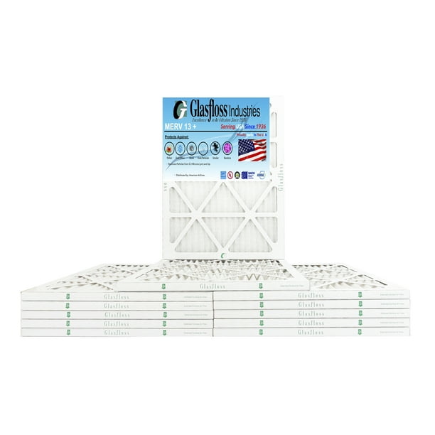 Glasfloss Air Filter 18x25x1 1" MERV 13 (Pack of 12) Pleated AC