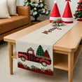 thumbnail image 5 of Burlap Table Runner 36 Inches Long,Christmas Trees Red Truck on Retro Linen Non-Slip Kitchen Table Runners for Dining Room Everyday Use Party Table Decorations Red Black Plaid, 5 of 9